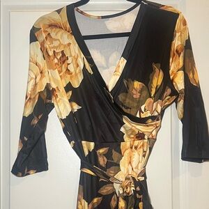 SHEIN Black and Gold Floral Maxi Dress